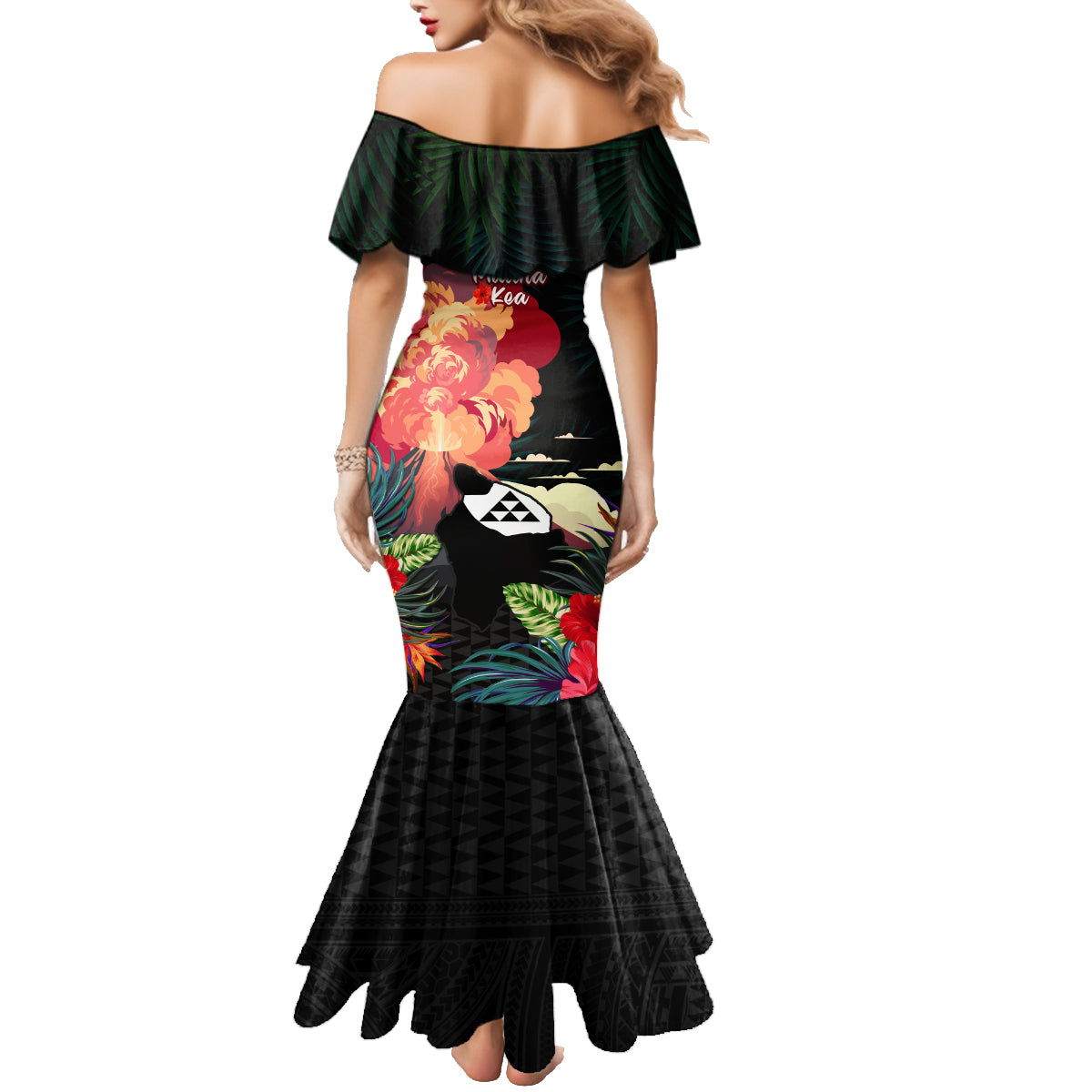 Hawaii Mauna Kea Family Matching Mermaid Dress and Hawaiian Shirt White Mountain With Nene Tropical Vibes LT14 - Polynesian Pride