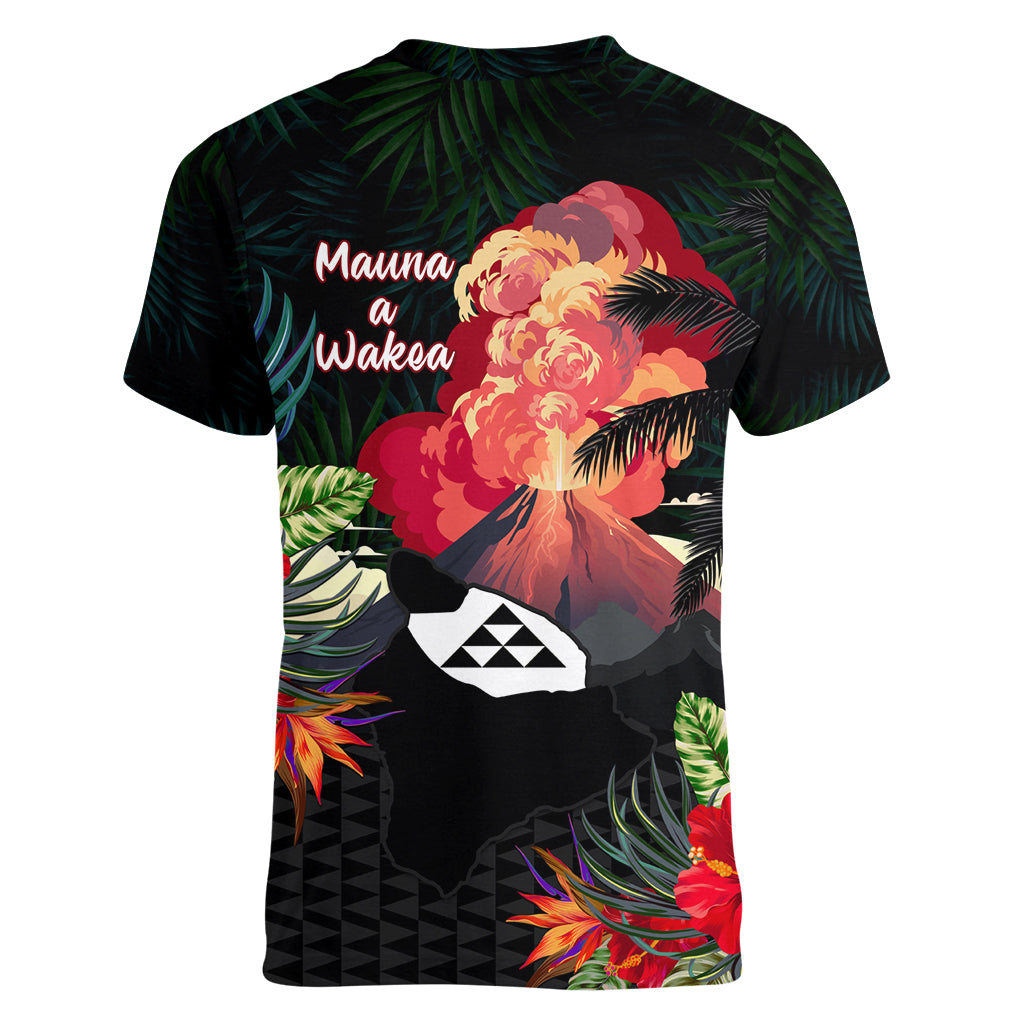 Hawaii Mauna Kea Women V Neck T Shirt White Mountain With Nene Tropical Vibes LT14 - Polynesian Pride