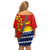 Personalised Mauri Kiribati Family Matching Off Shoulder Short Dress and Hawaiian Shirt Polynesian Ribaberiki Flag Style Mix Plumeria LT14 - Polynesian Pride