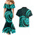 Turquoise New Zealand Mangopare Couples Matching Mermaid Dress and Hawaiian Shirt Aotearoa Maori Koru Style LT14 - Polynesian Pride