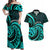 Turquoise New Zealand Mangopare Couples Matching Off Shoulder Maxi Dress and Hawaiian Shirt Aotearoa Maori Koru Style LT14 Turquoise - Polynesian Pride