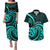 Turquoise New Zealand Mangopare Couples Matching Puletasi and Hawaiian Shirt Aotearoa Maori Koru Style LT14 Turquoise - Polynesian Pride