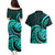 Turquoise New Zealand Mangopare Couples Matching Puletasi and Hawaiian Shirt Aotearoa Maori Koru Style LT14 - Polynesian Pride