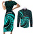 Turquoise New Zealand Mangopare Couples Matching Short Sleeve Bodycon Dress and Long Sleeve Button Shirt Aotearoa Maori Koru Style LT14 Turquoise - Polynesian Pride