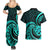 Turquoise New Zealand Mangopare Couples Matching Summer Maxi Dress and Hawaiian Shirt Aotearoa Maori Koru Style LT14 - Polynesian Pride