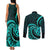 Turquoise New Zealand Mangopare Couples Matching Tank Maxi Dress and Long Sleeve Button Shirt Aotearoa Maori Koru Style LT14 - Polynesian Pride