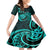 Turquoise New Zealand Mangopare Family Matching Long Sleeve Bodycon Dress and Hawaiian Shirt Aotearoa Maori Koru Style LT14 Daughter's Dress Turquoise - Polynesian Pride