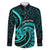 Turquoise New Zealand Mangopare Family Matching Long Sleeve Bodycon Dress and Hawaiian Shirt Aotearoa Maori Koru Style LT14 Dad's Shirt - Long Sleeve Turquoise - Polynesian Pride