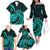 Turquoise New Zealand Mangopare Family Matching Off Shoulder Long Sleeve Dress and Hawaiian Shirt Aotearoa Maori Koru Style LT14 - Polynesian Pride