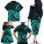 Turquoise New Zealand Mangopare Family Matching Off Shoulder Long Sleeve Dress and Hawaiian Shirt Aotearoa Maori Koru Style LT14 - Polynesian Pride