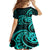 Turquoise New Zealand Mangopare Family Matching Off Shoulder Maxi Dress and Hawaiian Shirt Aotearoa Maori Koru Style LT14 - Polynesian Pride