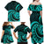 Turquoise New Zealand Mangopare Family Matching Off Shoulder Maxi Dress and Hawaiian Shirt Aotearoa Maori Koru Style LT14 - Polynesian Pride