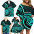 Turquoise New Zealand Mangopare Family Matching Off Shoulder Short Dress and Hawaiian Shirt Aotearoa Maori Koru Style LT14 - Polynesian Pride