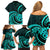 Turquoise New Zealand Mangopare Family Matching Off Shoulder Short Dress and Hawaiian Shirt Aotearoa Maori Koru Style LT14 - Polynesian Pride