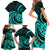 Turquoise New Zealand Mangopare Family Matching Short Sleeve Bodycon Dress and Hawaiian Shirt Aotearoa Maori Koru Style LT14 - Polynesian Pride