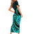 Turquoise New Zealand Mangopare Family Matching Short Sleeve Bodycon Dress and Hawaiian Shirt Aotearoa Maori Koru Style LT14 - Polynesian Pride