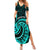 Turquoise New Zealand Mangopare Family Matching Summer Maxi Dress and Hawaiian Shirt Aotearoa Maori Koru Style LT14 Mom's Dress Turquoise - Polynesian Pride