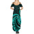 Turquoise New Zealand Mangopare Family Matching Summer Maxi Dress and Hawaiian Shirt Aotearoa Maori Koru Style LT14 - Polynesian Pride