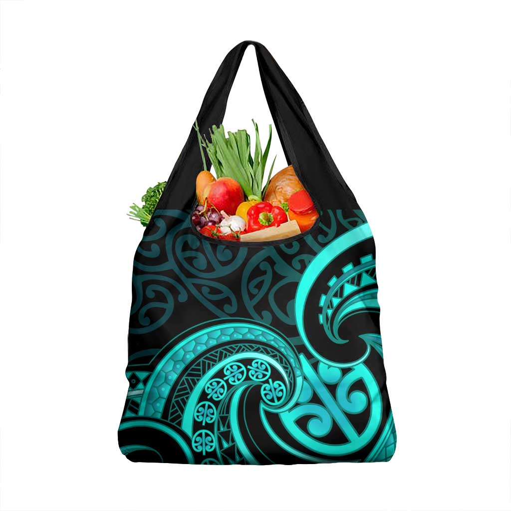 Turquoise New Zealand Mangopare Grocery Bag Aotearoa Maori Koru Style LT14 1-pack One Size Turquoise - Polynesian Pride