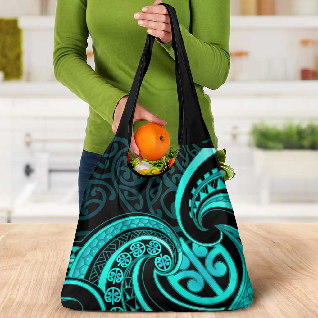 Turquoise New Zealand Mangopare Grocery Bag Aotearoa Maori Koru Style LT14 - Polynesian Pride