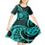 Turquoise New Zealand Mangopare Kid Short Sleeve Dress Aotearoa Maori Koru Style LT14 - Polynesian Pride