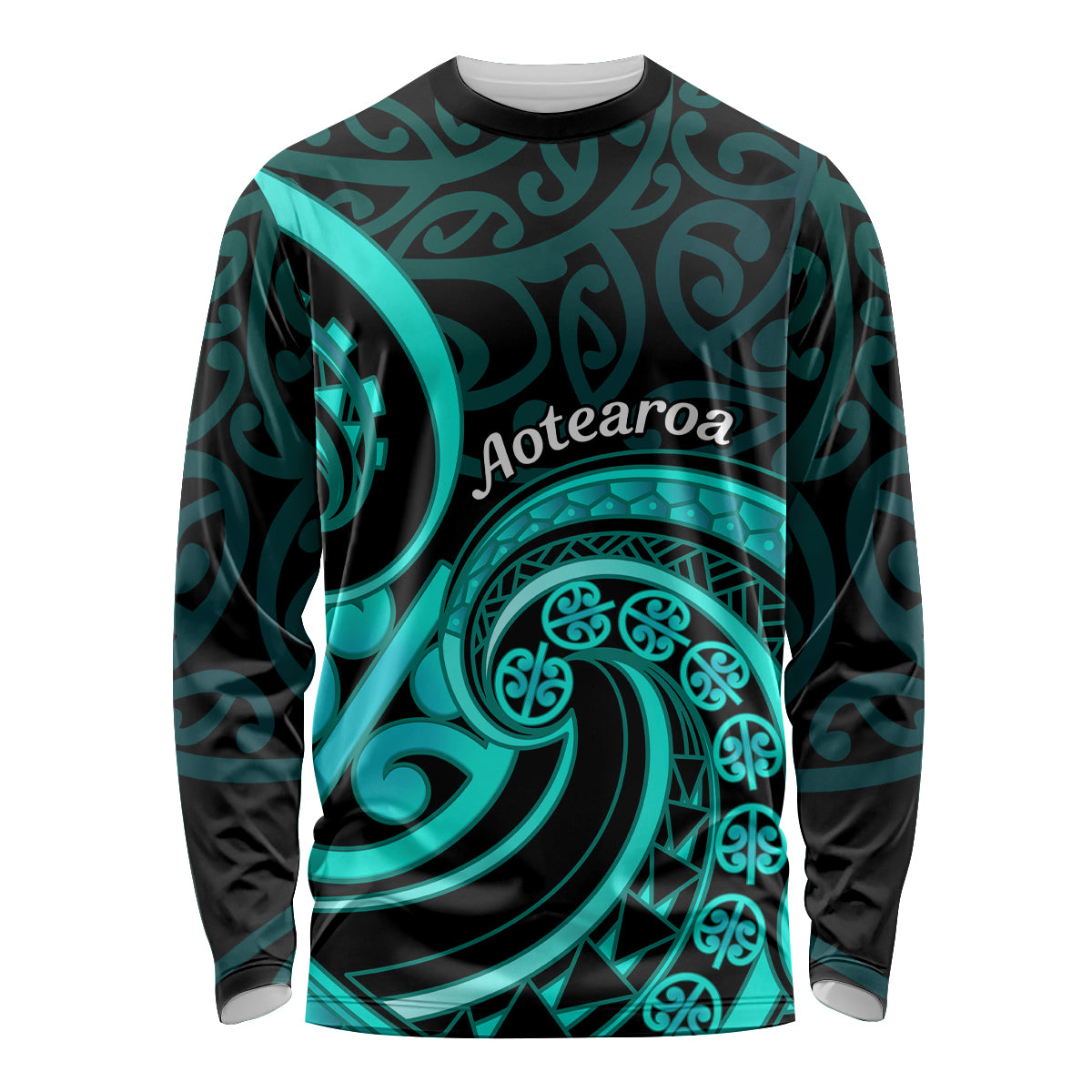 Turquoise New Zealand Mangopare Long Sleeve Shirt Aotearoa Maori Koru Style LT14 Unisex Turquoise - Polynesian Pride