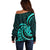 Turquoise New Zealand Mangopare Off Shoulder Sweater Aotearoa Maori Koru Style LT14 - Polynesian Pride