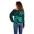 Turquoise New Zealand Mangopare Off Shoulder Sweater Aotearoa Maori Koru Style LT14 - Polynesian Pride