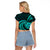 Turquoise New Zealand Mangopare Raglan Cropped T Shirt Aotearoa Maori Koru Style LT14 - Polynesian Pride