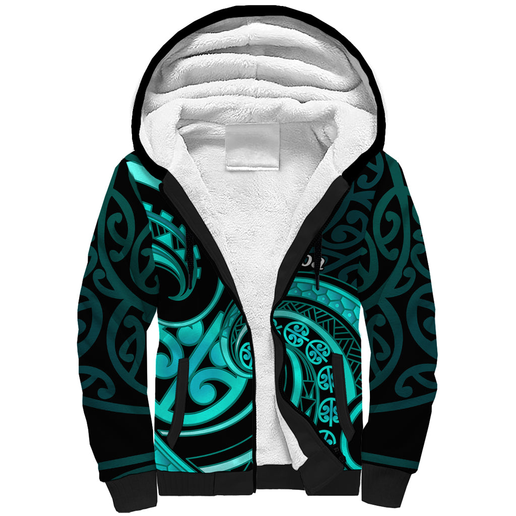 Turquoise New Zealand Mangopare Sherpa Hoodie Aotearoa Maori Koru Style LT14 Unisex Turquoise - Polynesian Pride