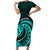 Turquoise New Zealand Mangopare Short Sleeve Bodycon Dress Aotearoa Maori Koru Style LT14 Long Dress Turquoise - Polynesian Pride