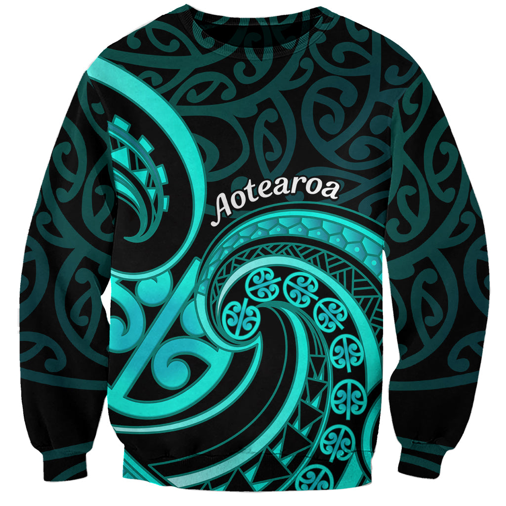 Turquoise New Zealand Mangopare Sweatshirt Aotearoa Maori Koru Style LT14 Unisex Turquoise - Polynesian Pride