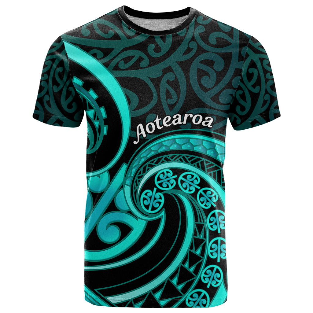 Turquoise New Zealand Mangopare T Shirt Aotearoa Maori Koru Style LT14 Turquoise - Polynesian Pride