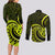 Lime Green New Zealand Mangopare Couples Matching Long Sleeve Bodycon Dress and Long Sleeve Button Shirt Aotearoa Maori Koru Style LT14 - Polynesian Pride