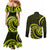 Lime Green New Zealand Mangopare Couples Matching Mermaid Dress and Long Sleeve Button Shirt Aotearoa Maori Koru Style LT14 - Polynesian Pride