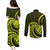 Lime Green New Zealand Mangopare Couples Matching Puletasi and Long Sleeve Button Shirt Aotearoa Maori Koru Style LT14 - Polynesian Pride