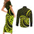 Lime Green New Zealand Mangopare Couples Matching Short Sleeve Bodycon Dress and Long Sleeve Button Shirt Aotearoa Maori Koru Style LT14 - Polynesian Pride