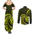 Lime Green New Zealand Mangopare Couples Matching Summer Maxi Dress and Long Sleeve Button Shirt Aotearoa Maori Koru Style LT14 - Polynesian Pride