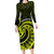 Lime Green New Zealand Mangopare Family Matching Long Sleeve Bodycon Dress and Hawaiian Shirt Aotearoa Maori Koru Style LT14 Mom's Dress Lime Green - Polynesian Pride