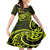 Lime Green New Zealand Mangopare Family Matching Off Shoulder Long Sleeve Dress and Hawaiian Shirt Aotearoa Maori Koru Style LT14 Daughter's Dress Lime Green - Polynesian Pride