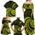 Lime Green New Zealand Mangopare Family Matching Off Shoulder Maxi Dress and Hawaiian Shirt Aotearoa Maori Koru Style LT14 - Polynesian Pride