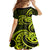 Lime Green New Zealand Mangopare Family Matching Off Shoulder Short Dress and Hawaiian Shirt Aotearoa Maori Koru Style LT14 - Polynesian Pride