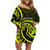 Lime Green New Zealand Mangopare Family Matching Off Shoulder Short Dress and Hawaiian Shirt Aotearoa Maori Koru Style LT14 Mom's Dress Lime Green - Polynesian Pride