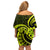 Lime Green New Zealand Mangopare Family Matching Off Shoulder Short Dress and Hawaiian Shirt Aotearoa Maori Koru Style LT14 - Polynesian Pride