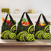 Lime Green New Zealand Mangopare Grocery Bag Aotearoa Maori Koru Style LT14 3-pack One Size Lime Green - Polynesian Pride