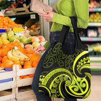 Lime Green New Zealand Mangopare Grocery Bag Aotearoa Maori Koru Style LT14 - Polynesian Pride