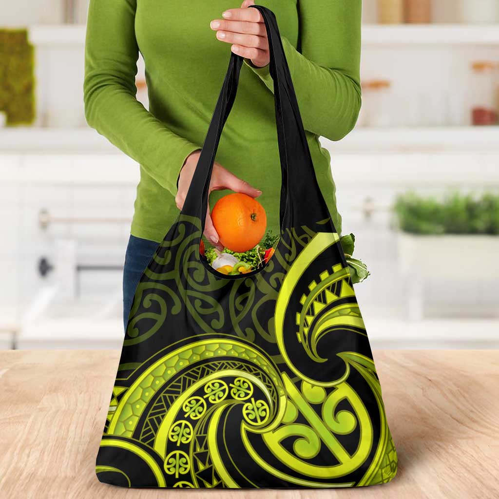 Lime Green New Zealand Mangopare Grocery Bag Aotearoa Maori Koru Style LT14 - Polynesian Pride