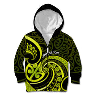 Lime Green New Zealand Mangopare Kid Hoodie Aotearoa Maori Koru Style LT14 Zip Hoodie Lime Green - Polynesian Pride
