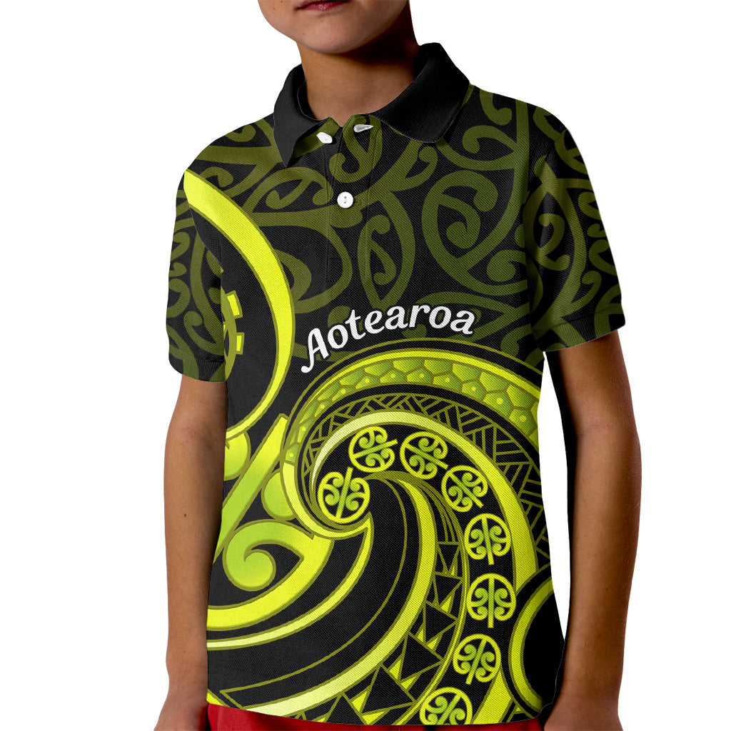 Lime Green New Zealand Mangopare Kid Polo Shirt Aotearoa Maori Koru Style LT14 Kid Lime Green - Polynesian Pride