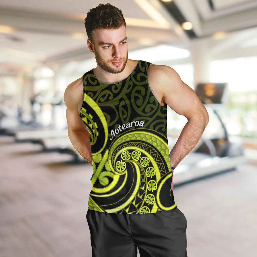 Lime Green New Zealand Mangopare Men Tank Top Aotearoa Maori Koru Style LT14 Lime Green - Polynesian Pride